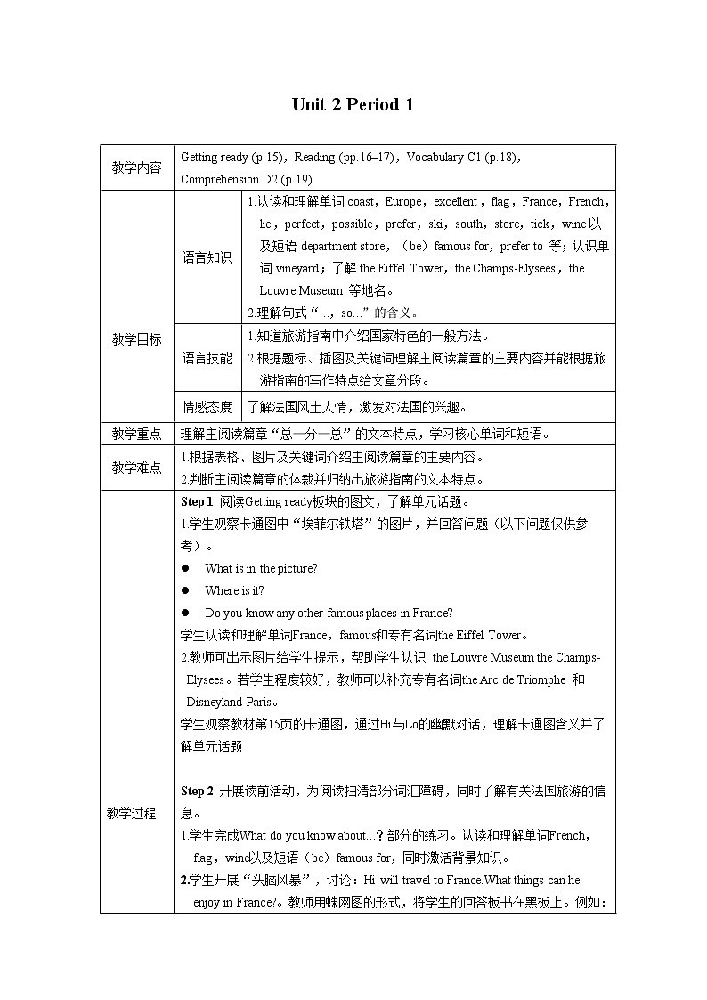 牛津版（深圳&广州） Unit2 Period 1课件+教案01