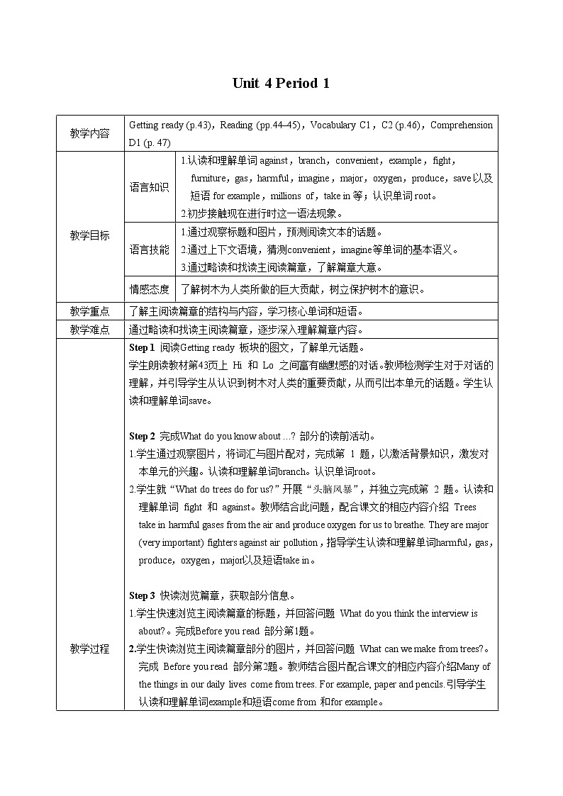 牛津版（深圳&广州） Unit4 Period 1课件+教案01
