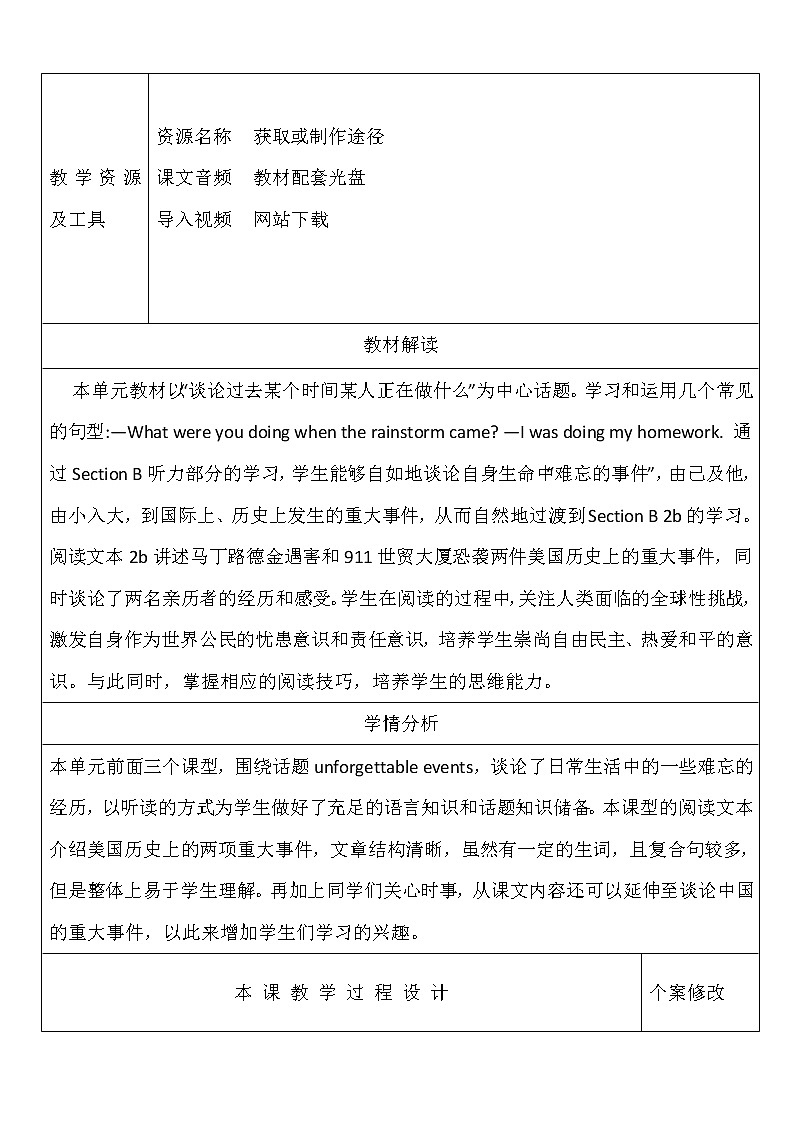 人教版八年级下册英语Unit5  教学设计03