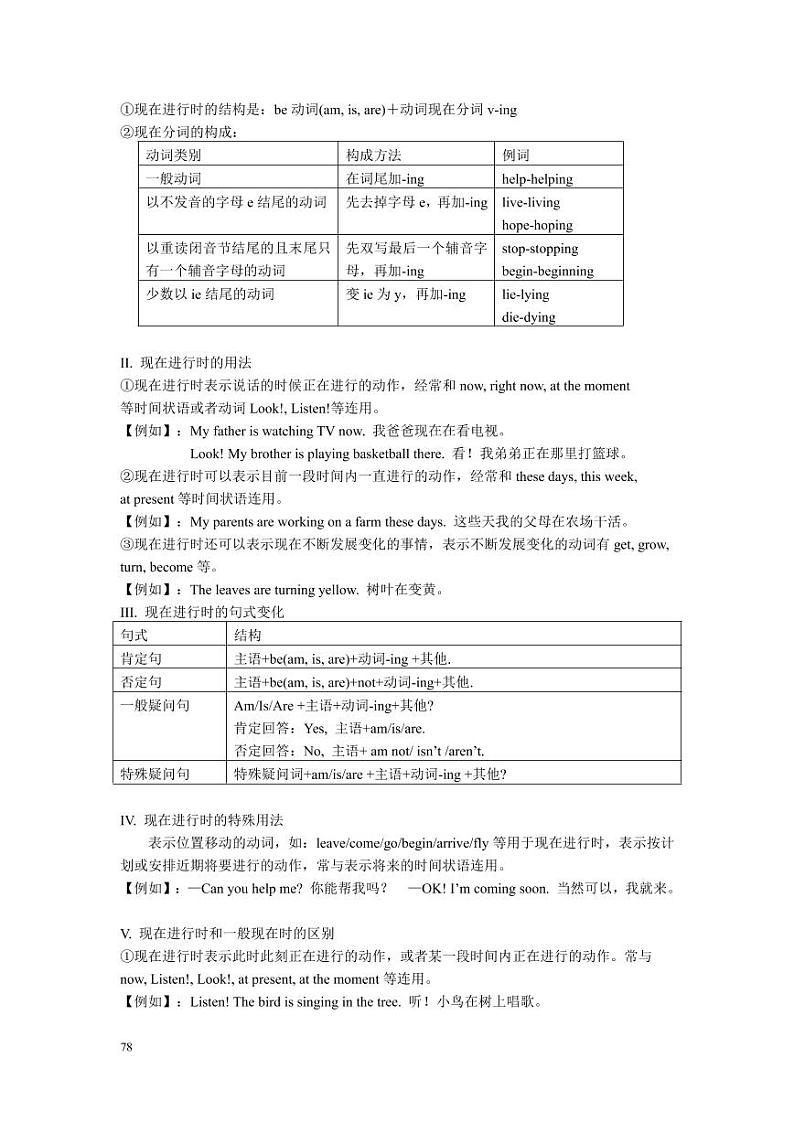 【同步练习】成套英语七年级下册同步教材-第八讲现在进行时（知识梳理+含答案）02