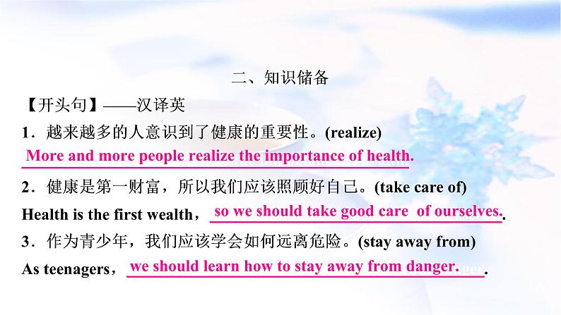 译林版中考英语复习题型专题四书面表达（5）健康与安全教学课件第4页