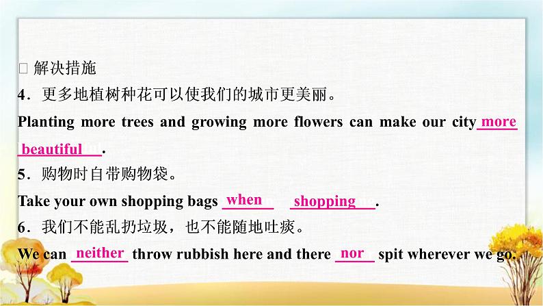 人教版中考英语复习题型专题四书面表达（8）环境保护教学课件第6页