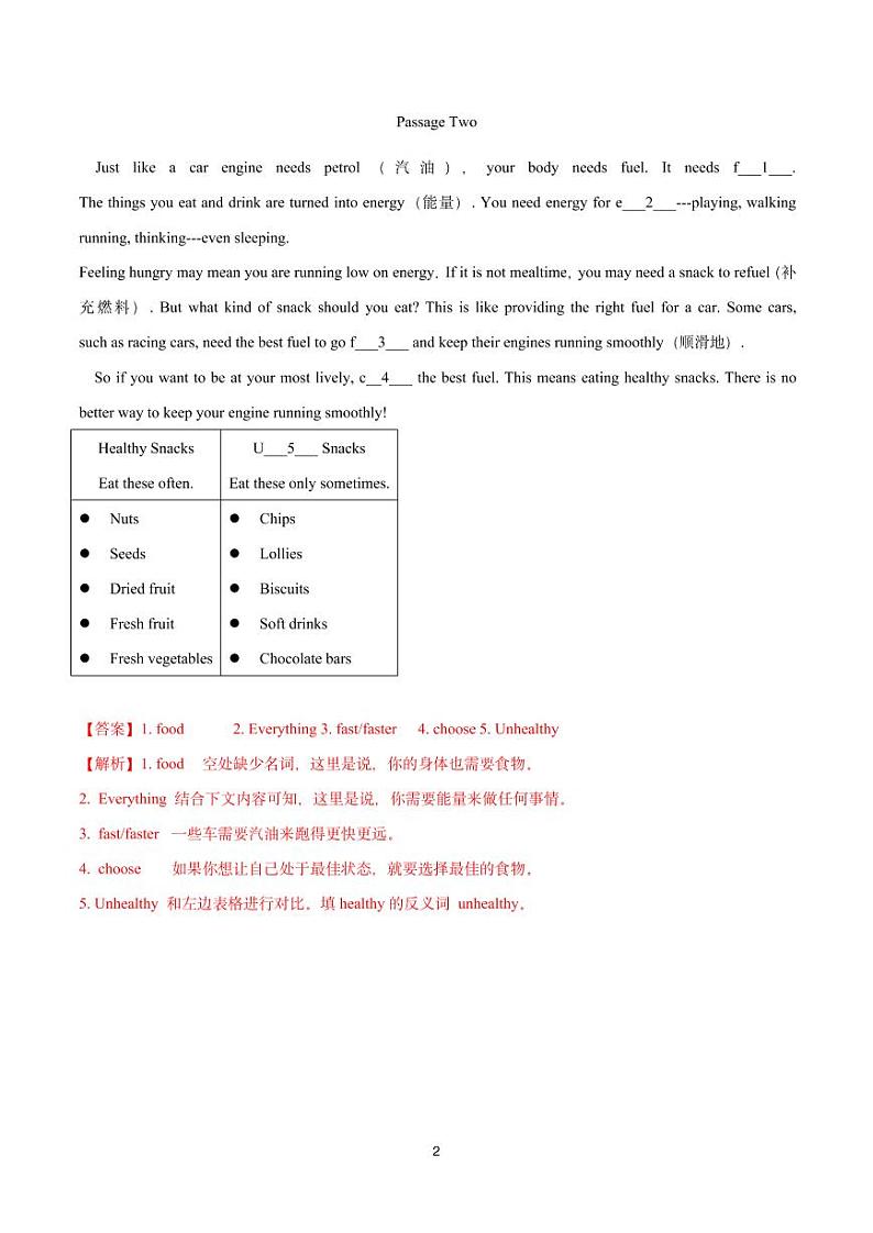 七年级下册 Unit 6 首字母填空训练（上海牛津版）（解析版）第2页