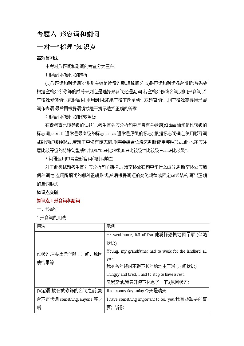 专题六形容词和副词-2023年初中英语中考复习专项突破第1页