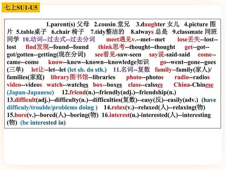 【中考一轮复习】中考英语一轮人教版教材复习课件：七年级上册基础知识02