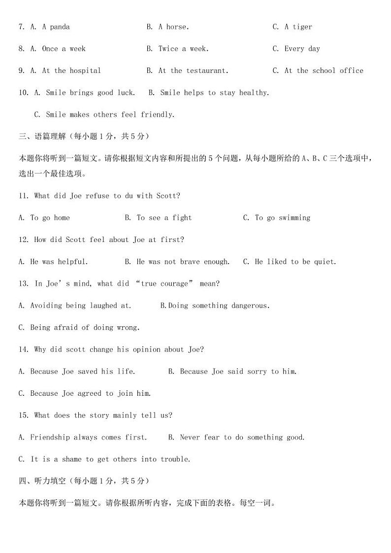 山西省2019年中考英语试卷【附答案】第2页