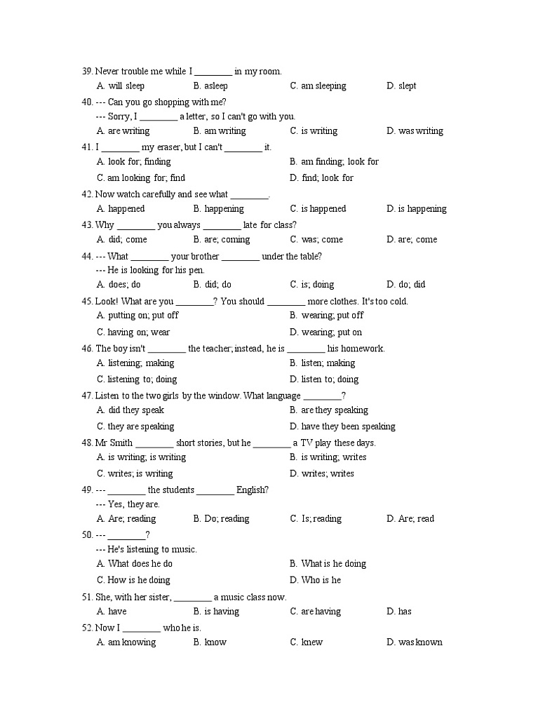 英语语法分层训练CHAPTER11 - 现在进行时第3页