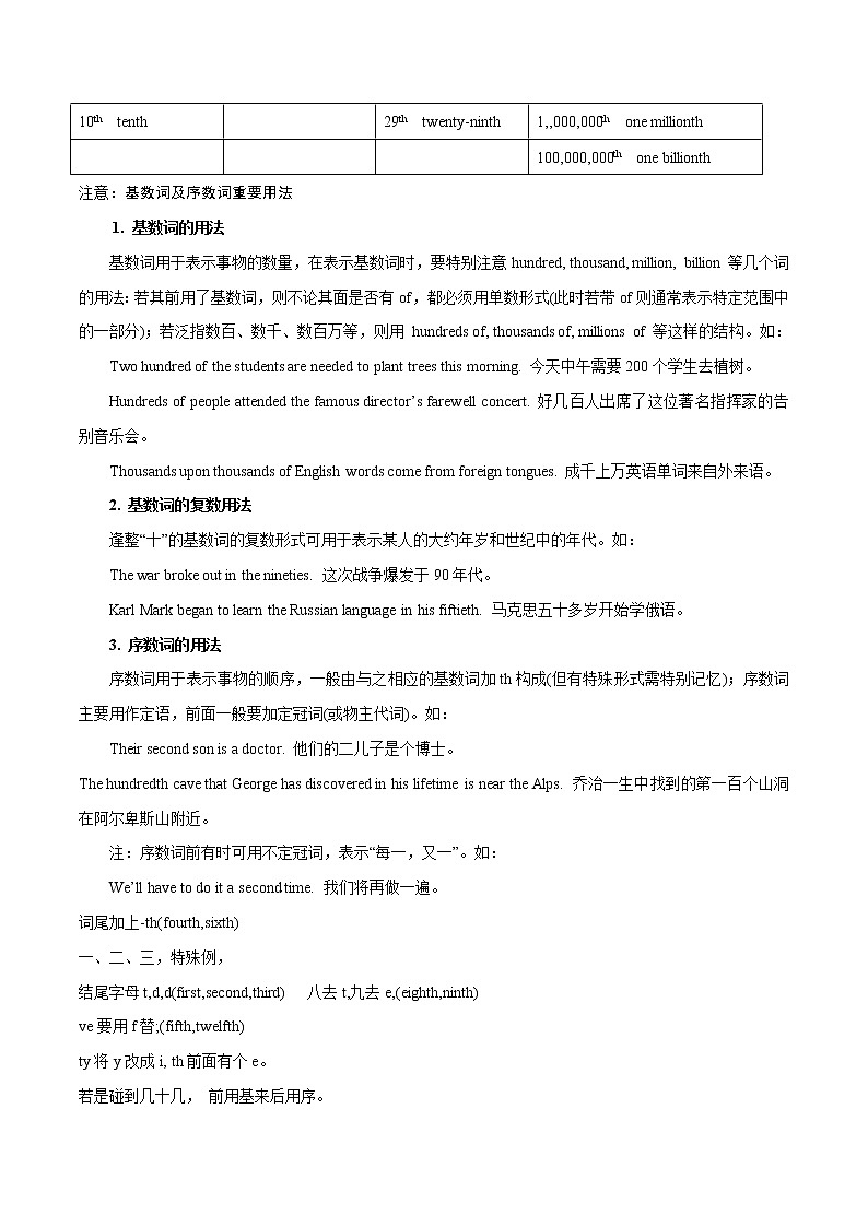中考英语一轮复习语法知识+语篇能力练习数词要点精读与精练第2页