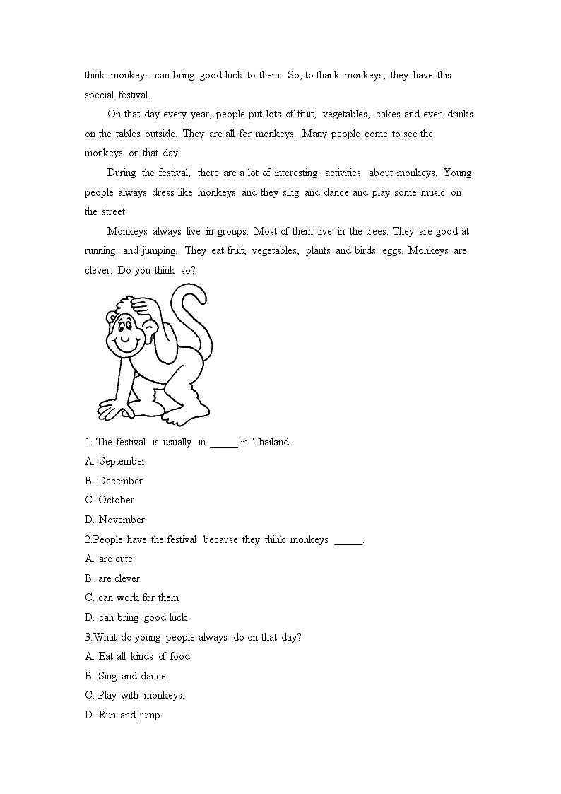 人教版英语七年级下册单元检测卷 Unit 5 Why do you like pandas（测能力）第3页