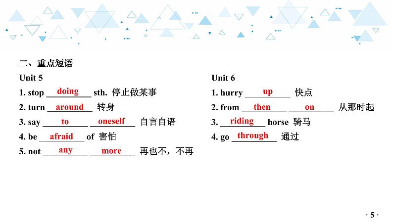 中考总复习英语 教材知识梳理—七年级下册 Units 5~8课件第6页