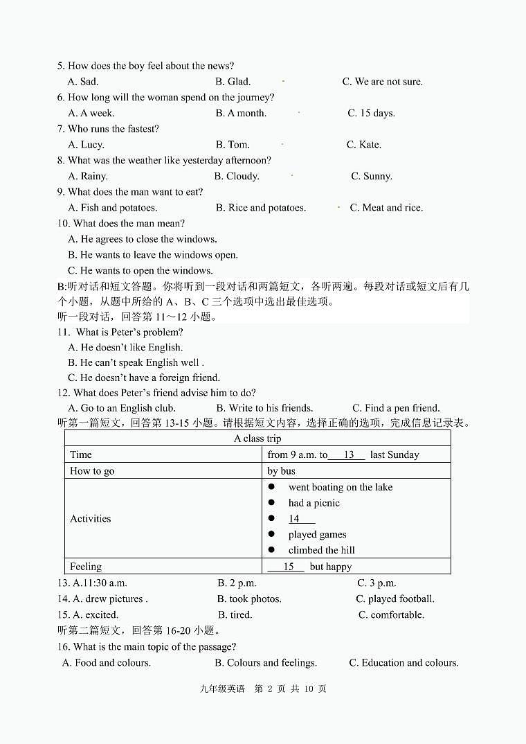 江苏省宿迁地区2021-2022学年九年级下学期期中调研监测英语试卷02