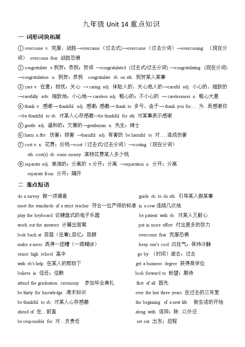 Unit14重点知识人教版九年级英语全册第1页