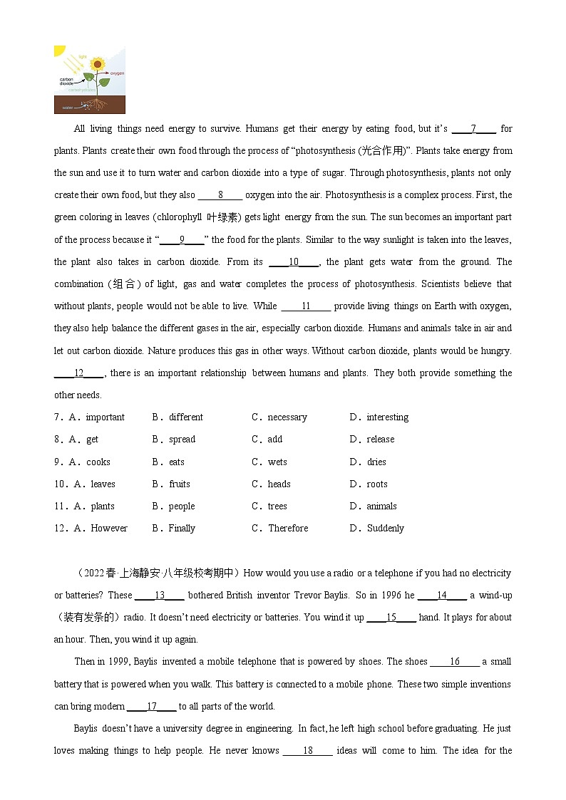 专题03+完形填空16篇（名校最新期中真题）-2022-2023学年八年级英语下学期期中复习查缺补漏冲刺满分（牛津上海版）02