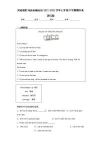 河南省驻马店市确山县2021-2022学年七年级下学期期中英语试题（含答案）