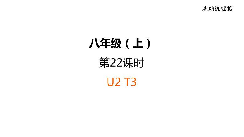 人教新目标中考英语一轮复习--课堂讲本八年级上基础梳理第22课时U2T3（课件）第1页