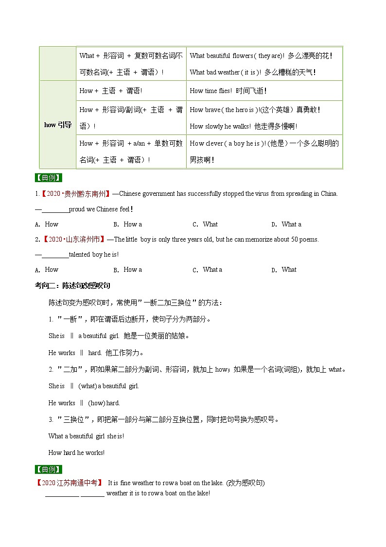 中考英语考点一遍过 考点19 感叹句 试卷02