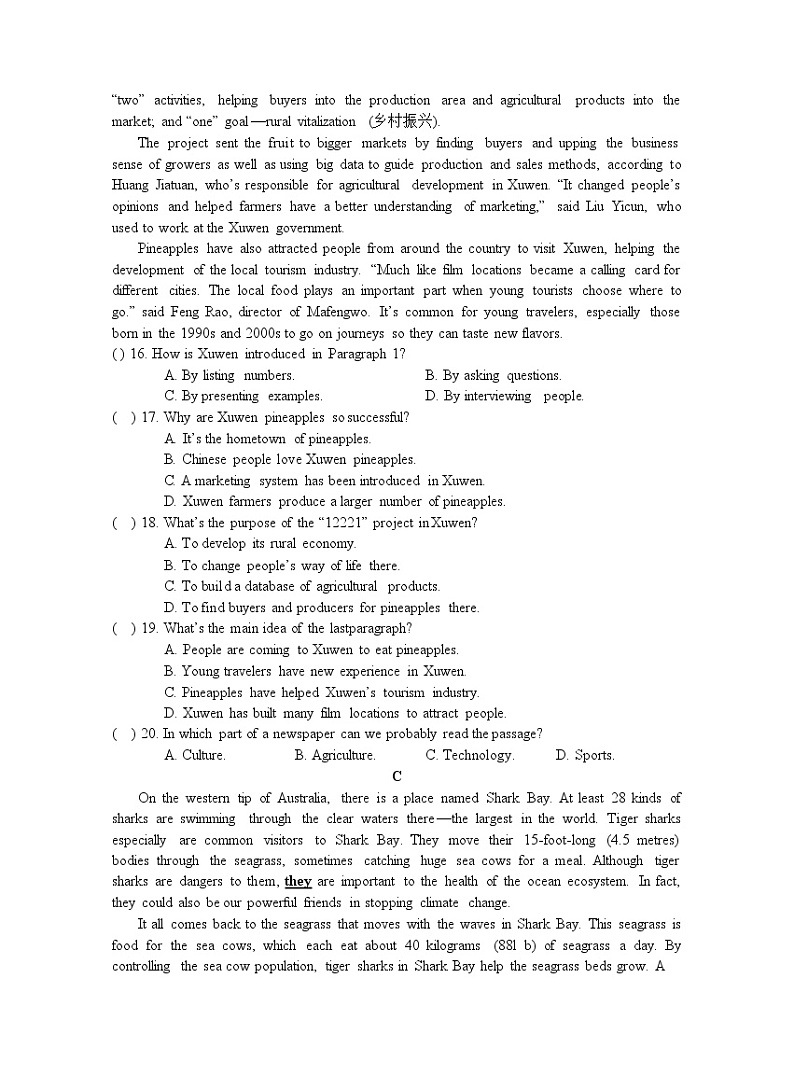 广东省深圳市龙岗区2022-2023学年九年级上学期期末英语试卷第3页