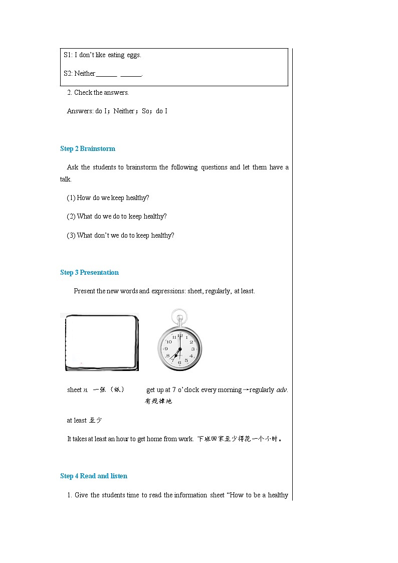 牛津上海版中学英语七年级上Unit 8 Growing healthy, growing strong Stage 2教学课件+教案03