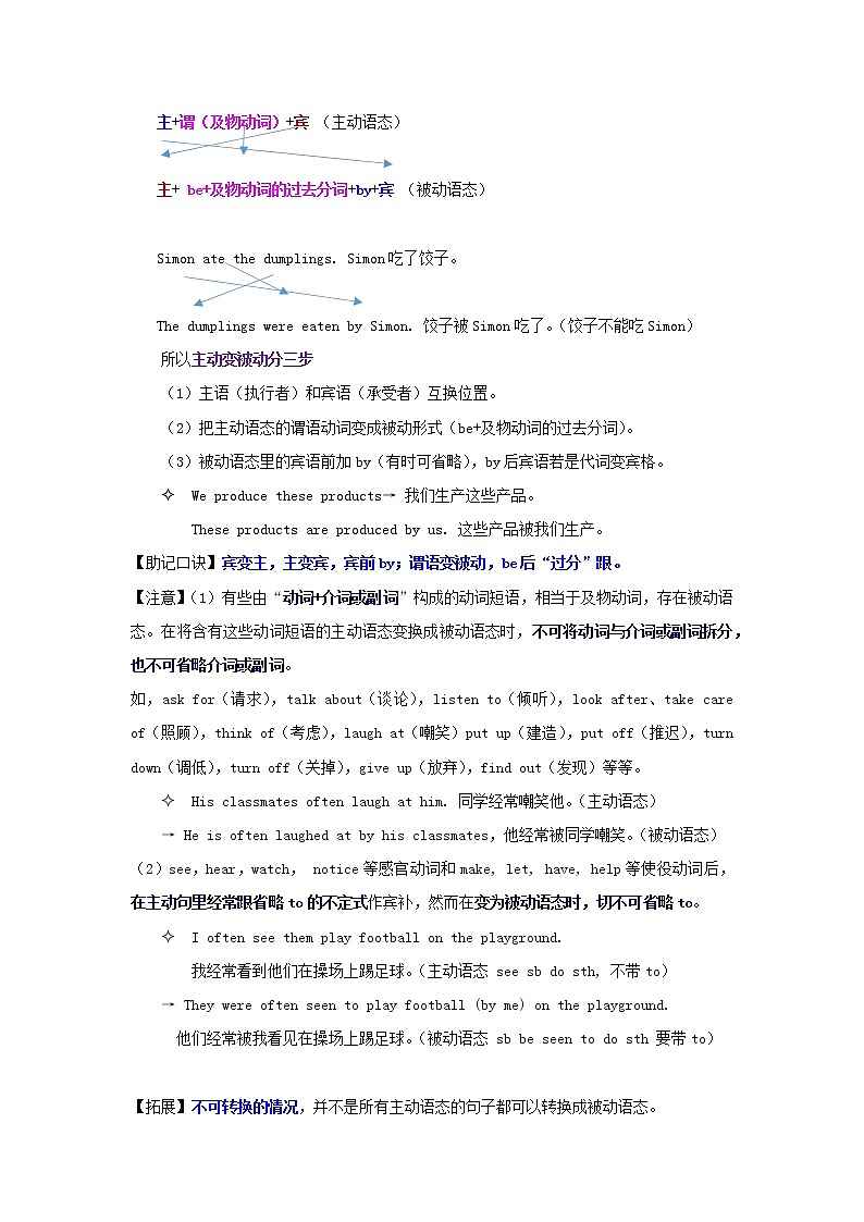 语法专题十一 被动语态-中考语法一点通（学生版）第2页