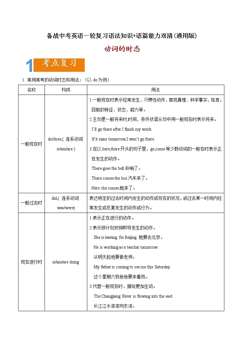 1.08 时态(含PPT)-备战中考英语一轮复习语法知识+语篇能力双清(通用版)01