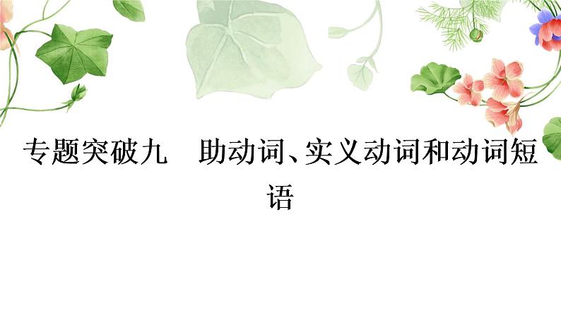 中考英语复习专题突破九助动词、实义动词和动词短语作业课件第1页