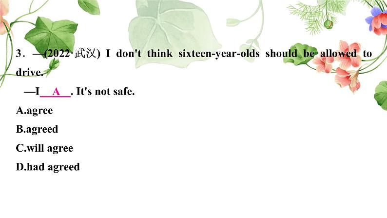 中考英语复习专题突破十动词的时态和语态作业课件04