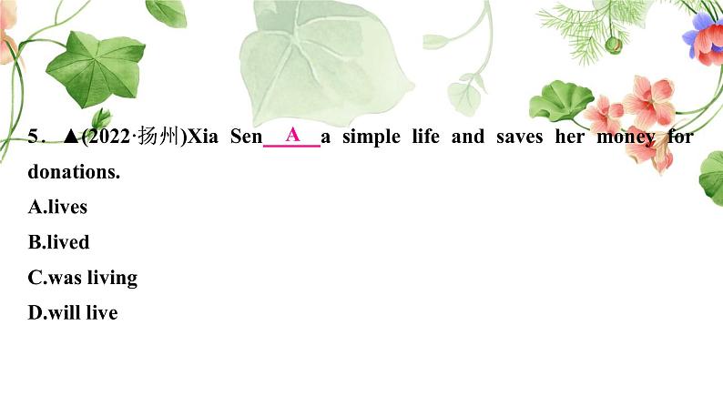 中考英语复习专题突破十动词的时态和语态作业课件06