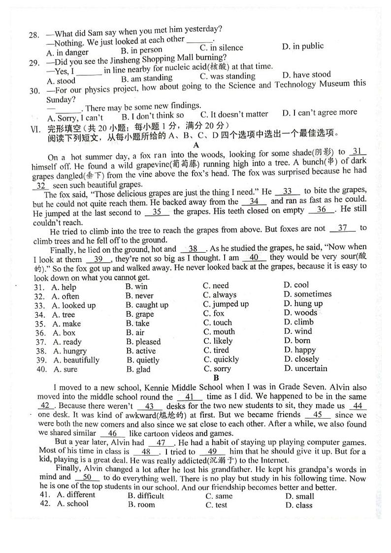安徽省庐江县2023年英语中考模拟试题第3页