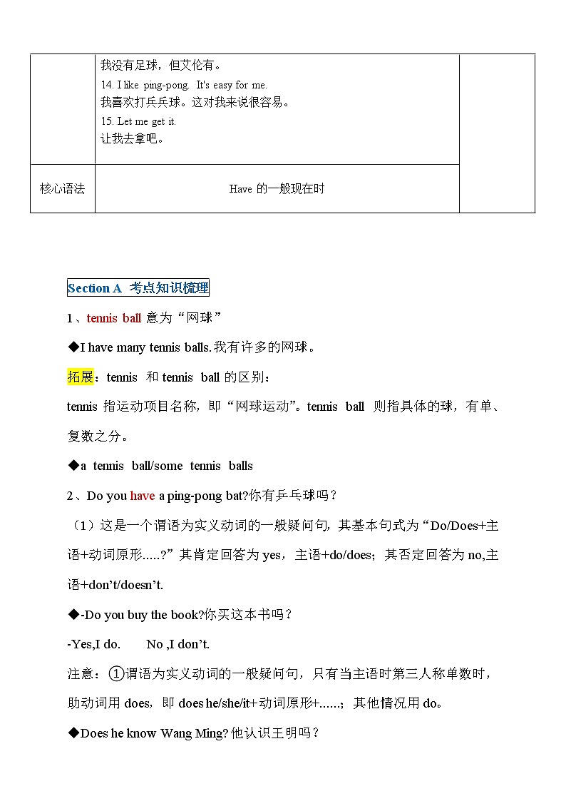 初一英语上册（秋季班）讲义  第5讲 Unit 5  Do you have a soccer ball？ 拔尖版03