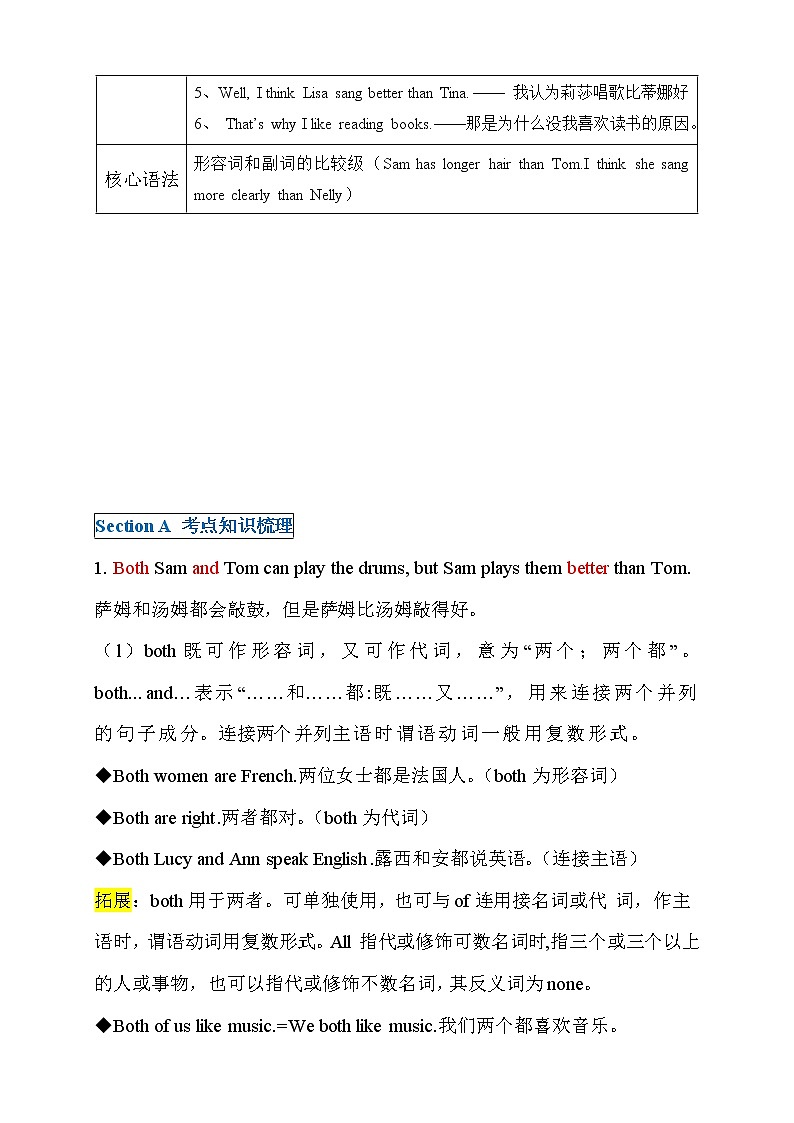 初二英语上册（秋季班）讲义  第3讲 Unit 3  I'm more outgoing than my sister.拔尖版03