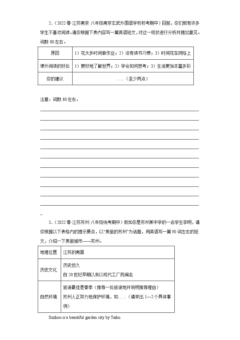 江苏地区2023学年八年级下册期中备考真题汇编-作文专练（25题）Ⅲ02