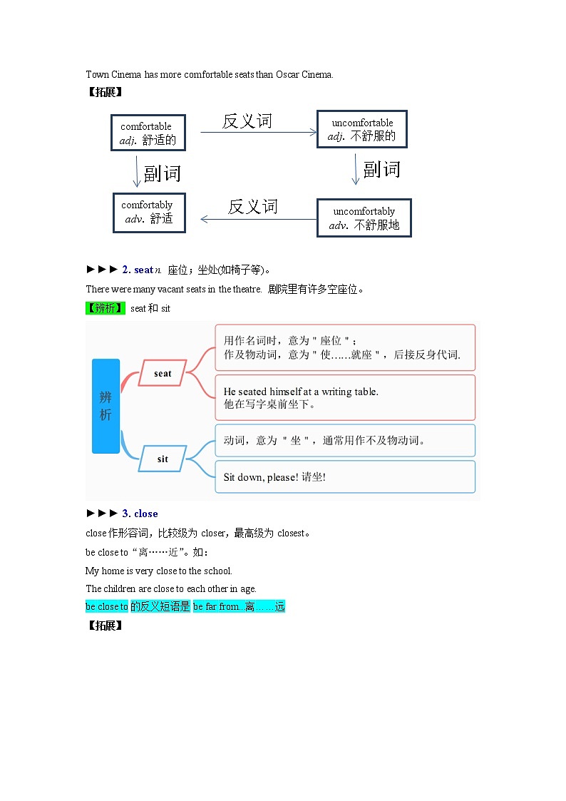 Unit 4 What's the best movie theater （知识清单）人教新目标（Go For It）八年级英语上册02