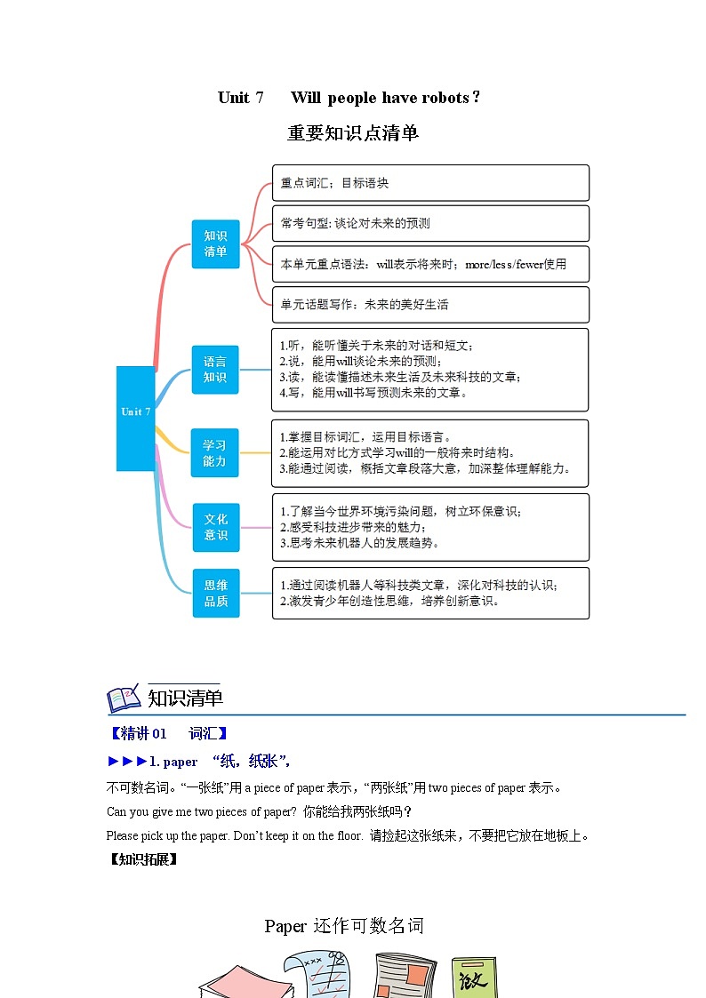 Unit 7 (单元知识清单听写单)人教新目标（Go For It）八年级英语上册01