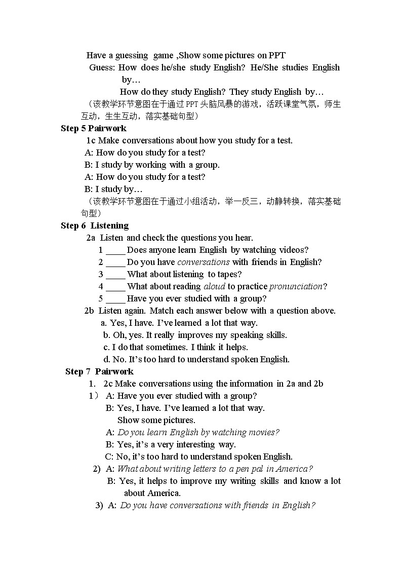 9年级人教版全一册Unit1 How can we become  good learners SectionA   教案403