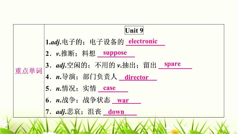 中考英语复习考点精讲二十九年级Units9-10教材基础课件02