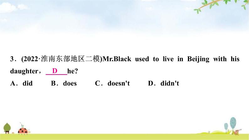 中考英语复习专题突破九助动词、实义动词和动词短语作业课件04