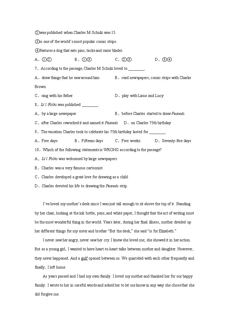 天津中考英语阅读理解专项训练03