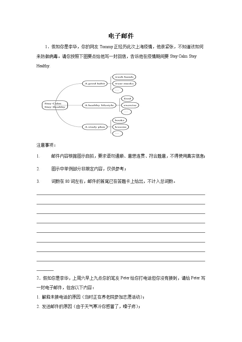中考英语写作电子邮件专项训练第1页