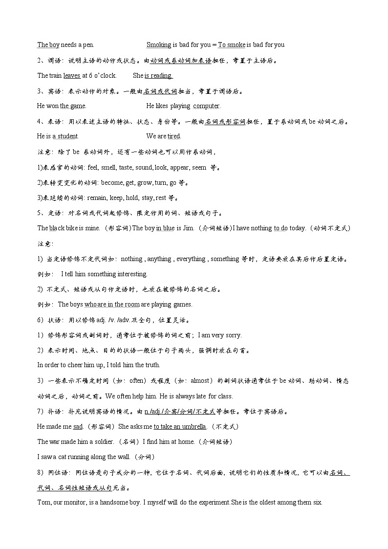 中考英语+句子成分及其句子种类第2页