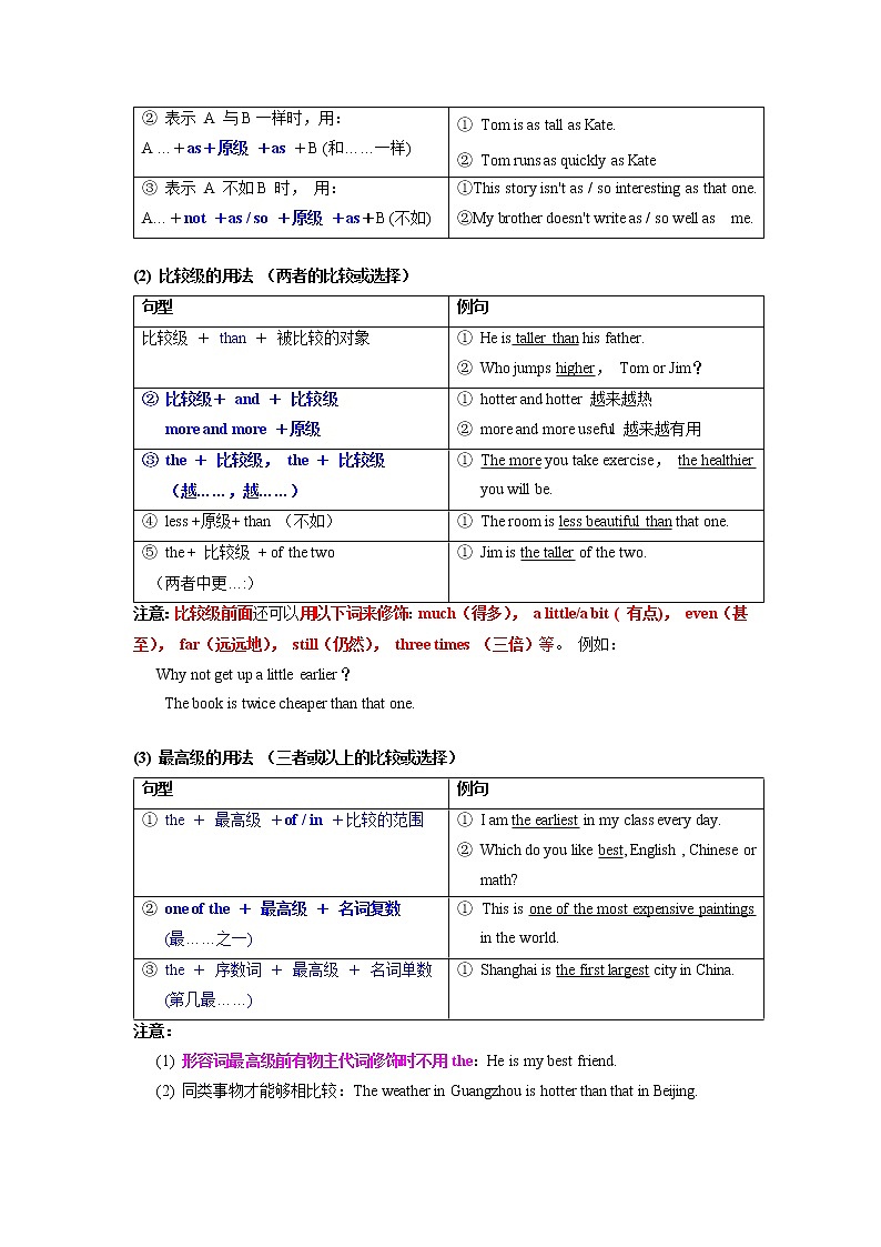 语法专题六 形容词和副词【考点精讲精练】-2023年中考语法一点通（学生版）第3页