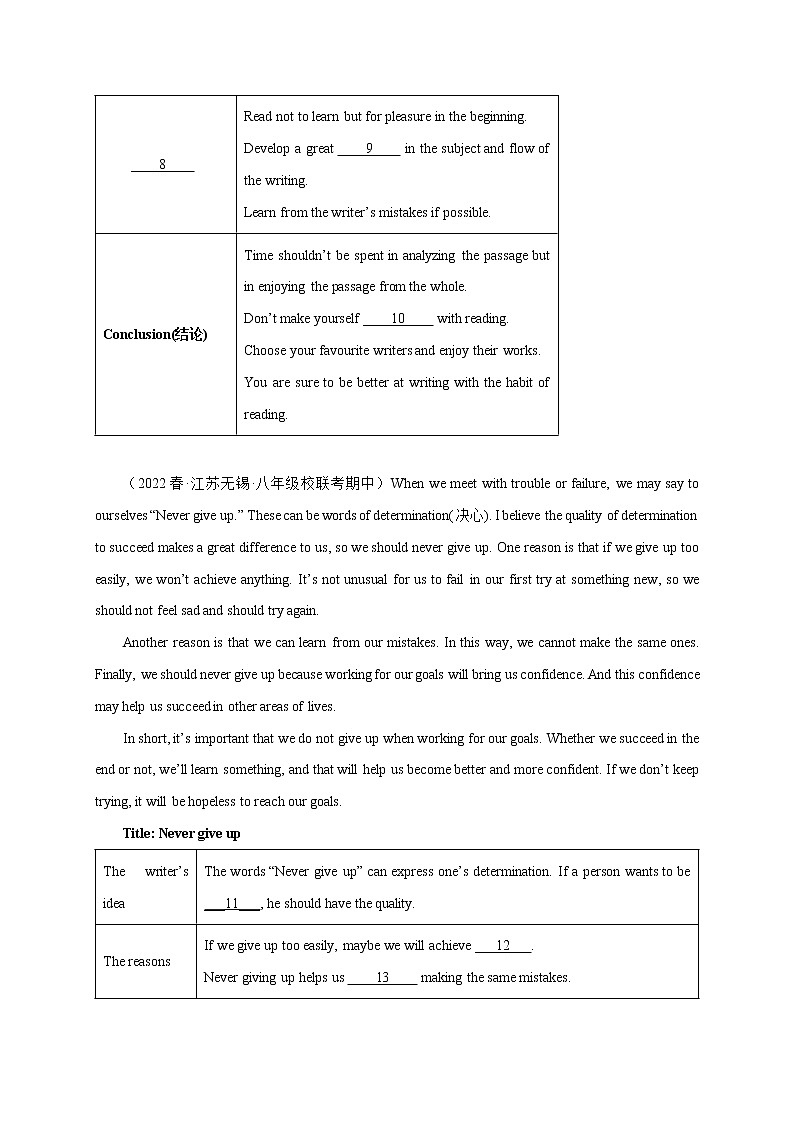 2023学年牛津译林版英语八年级下学期期中高分冲刺训练学案：专题12 阅读填表（5空）精练精析10篇（期中真题+名校模拟）（含答案）03