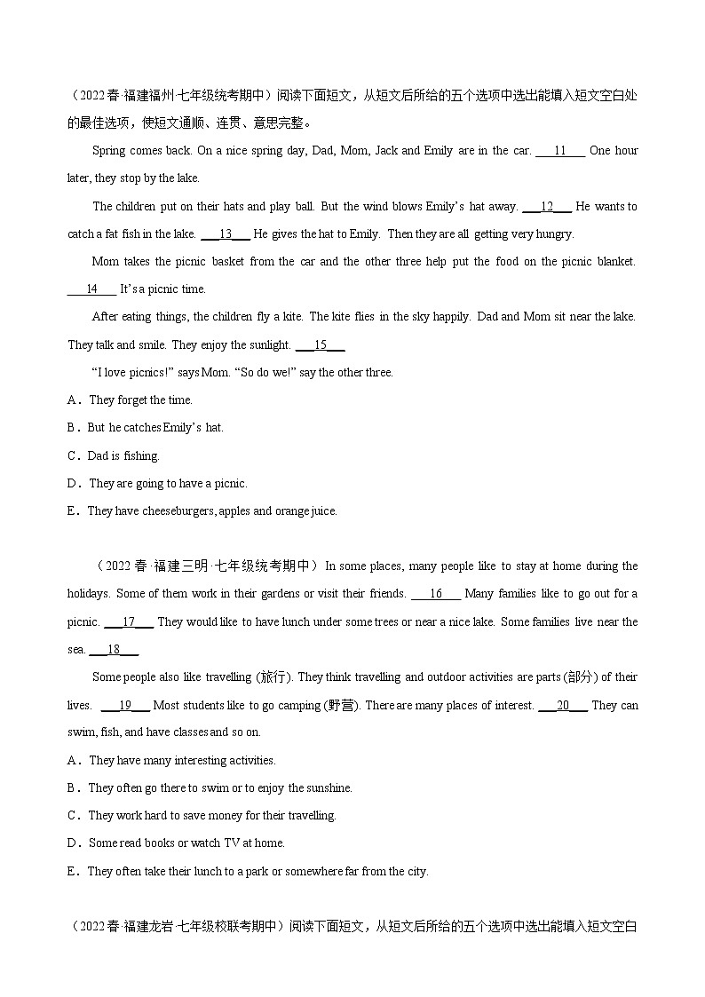 2022-2023学年仁爱版英语八年级下学期期中高分冲刺训练学案：专题05 阅读还原15篇（含答案）02