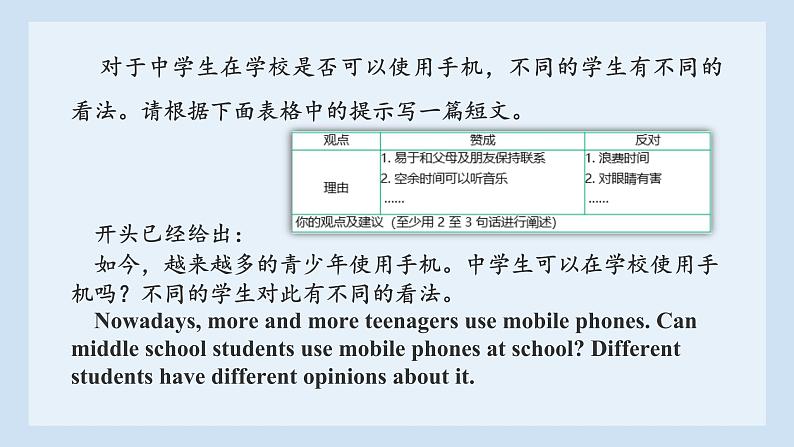 2023届考生必备中考热点话题写作指导精美课件 Lesson 13 观点建议类第3页