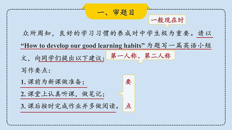 2023届考生必备中考热点话题写作指导精美课件 Lesson 14 学习习惯类第5页