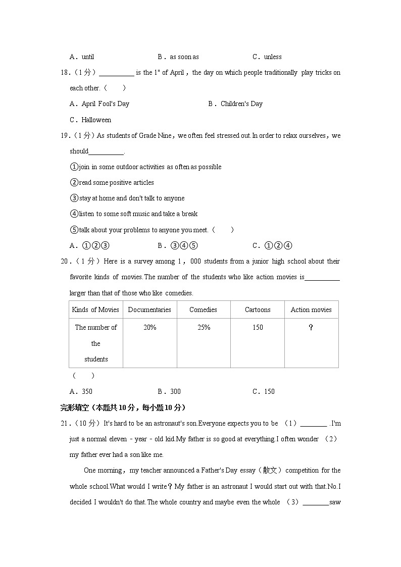 2023年黑龙江省哈尔滨市阿城区中考英语一模试卷（含答案）03