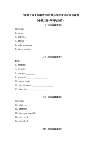 【真题汇编】湖南省2022年小学毕业考试英语真题 02（中英互译-单词与短语）