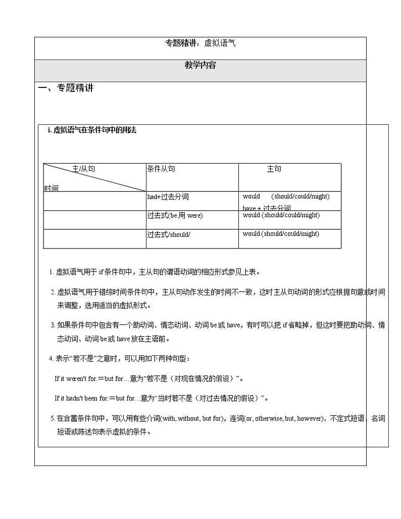 中考英语语法专题-虚拟语气第1页