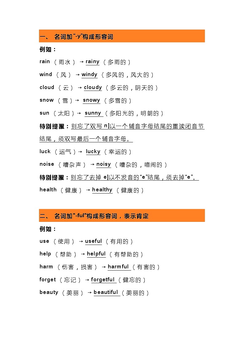 初中英语名词变形容词10种情况整理第1页
