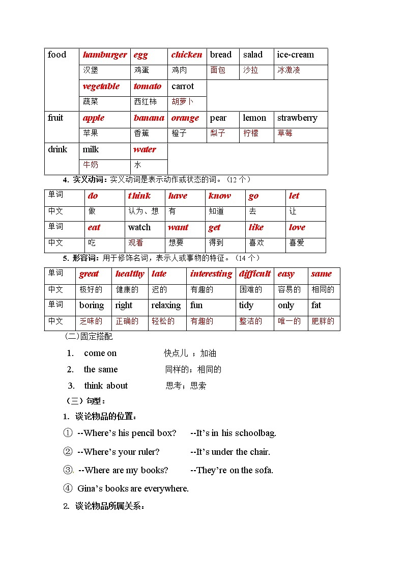 中考英语（人教新课标）一轮复习教案：七年级上册Unit 4-602