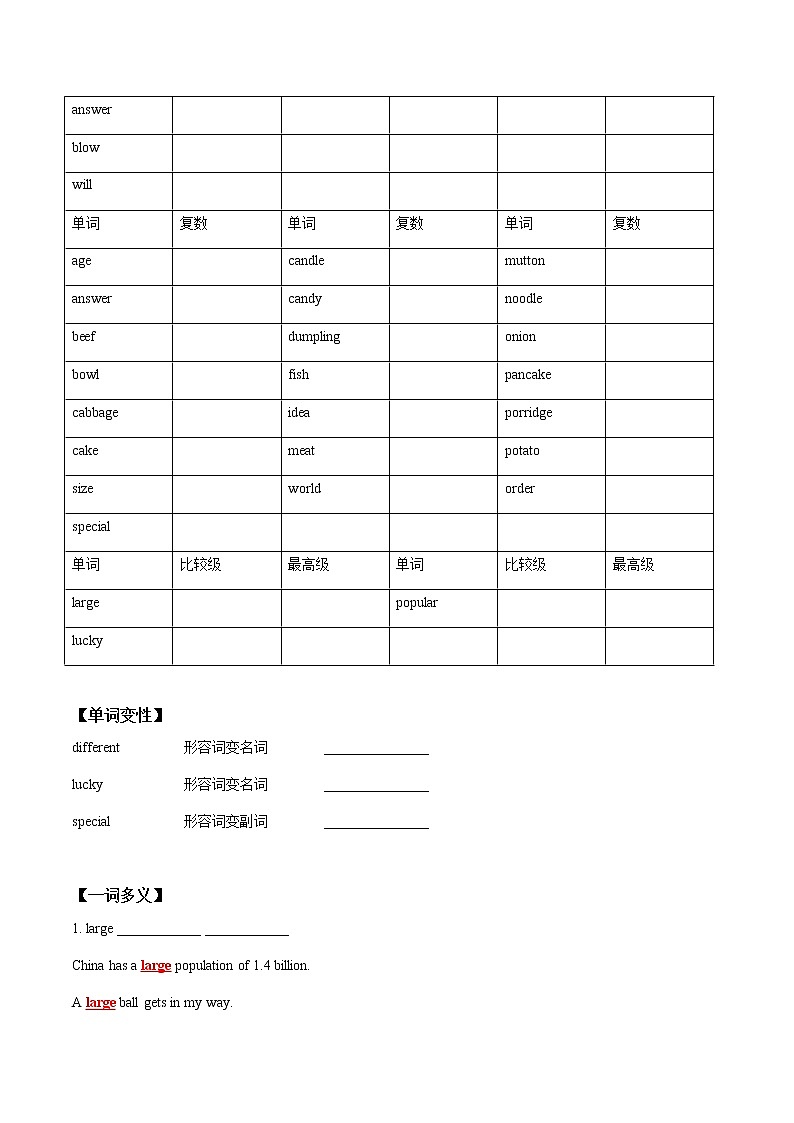(人教版)中考英语一轮复习词汇整理+语法讲解七年级下册Unit 10 （词汇+语法讲解） (含答案)第2页